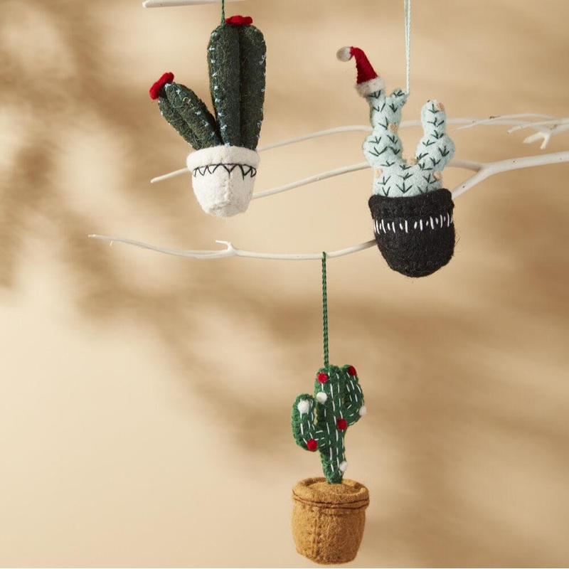 Festive Cactus Ornament|HAT|BOW|LIGHTS
