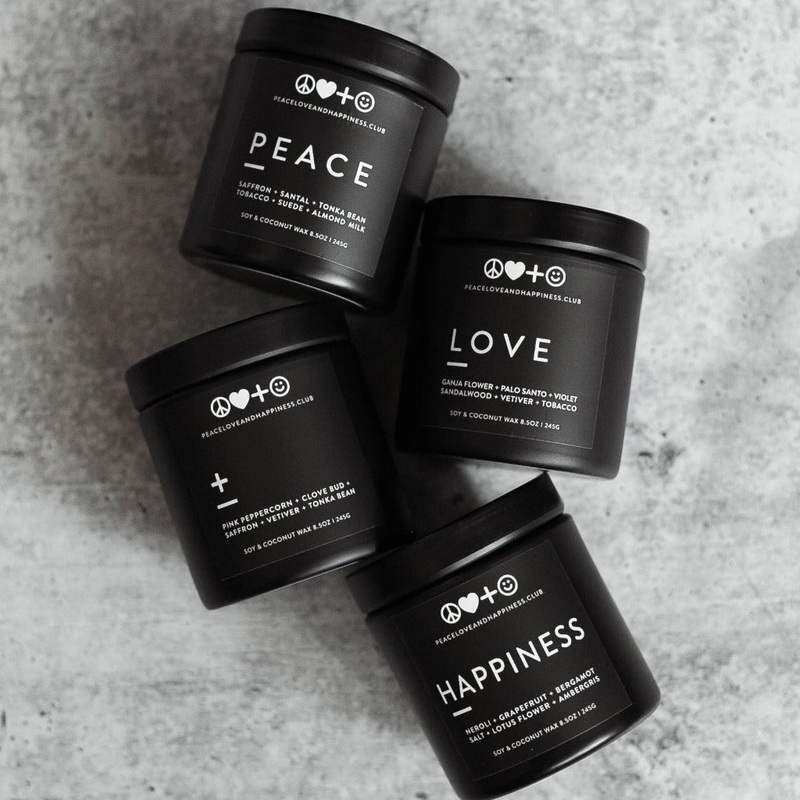 PLHC SIGNATURE CANDLES|PEACE|LOVE|HAPPINESS|+