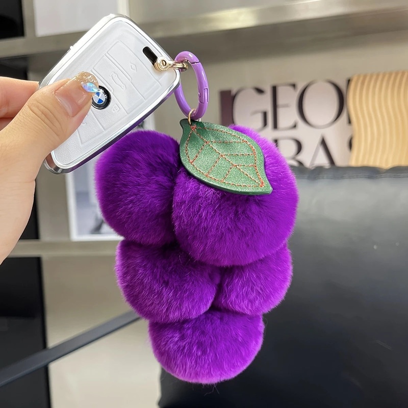 Grape fluffy keychain charm