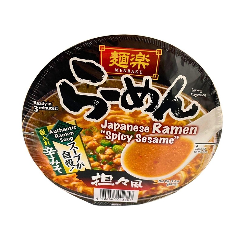 EXPIRING ON 8/19/2025 MENRAKU JAPANESE RAMEN SPICY SESAME 3.4OZ/98.3G
