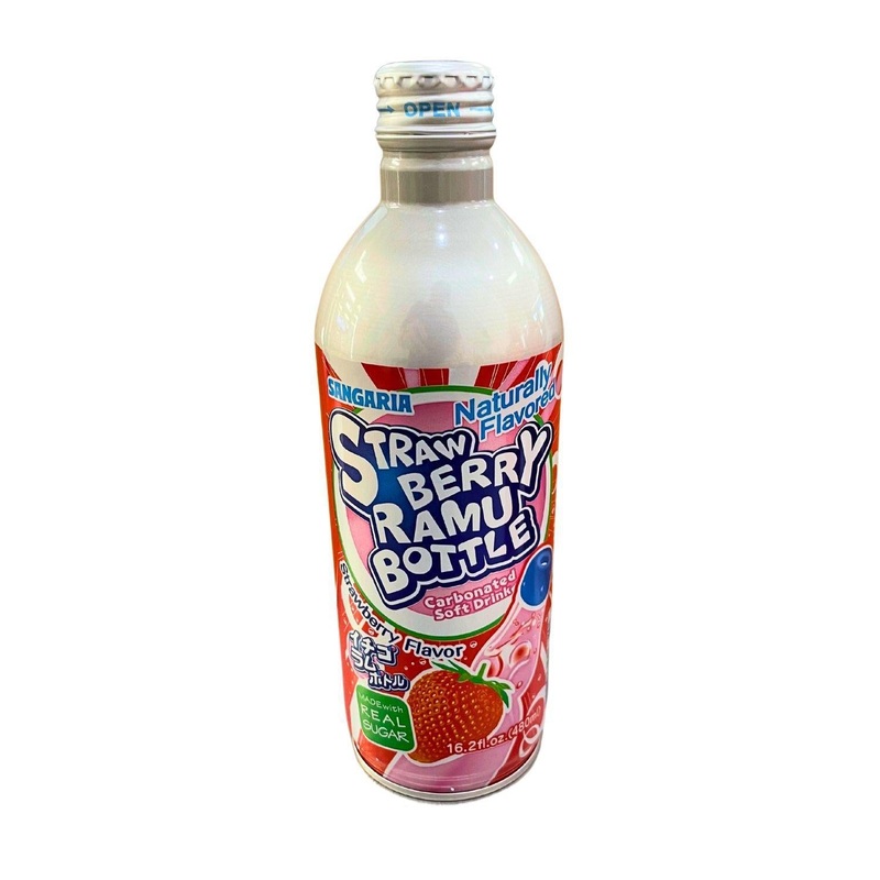 SANGARIA RAMU BOTTLE – STRAWBERRY PREMIUM CARBONATED SOFT DRINK 16.2 FL OZ