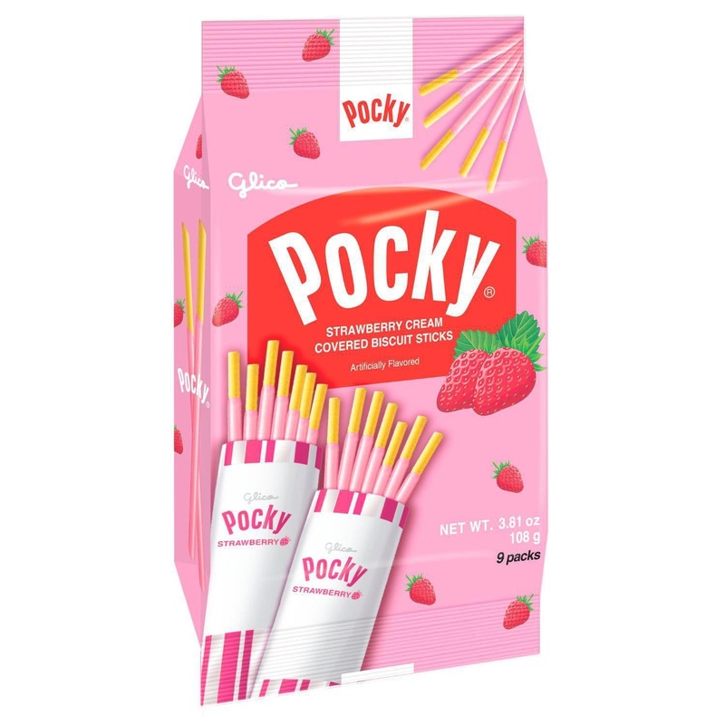 GLICO POCKY STRAWBERRY 9 PK 3.81OZ/108G