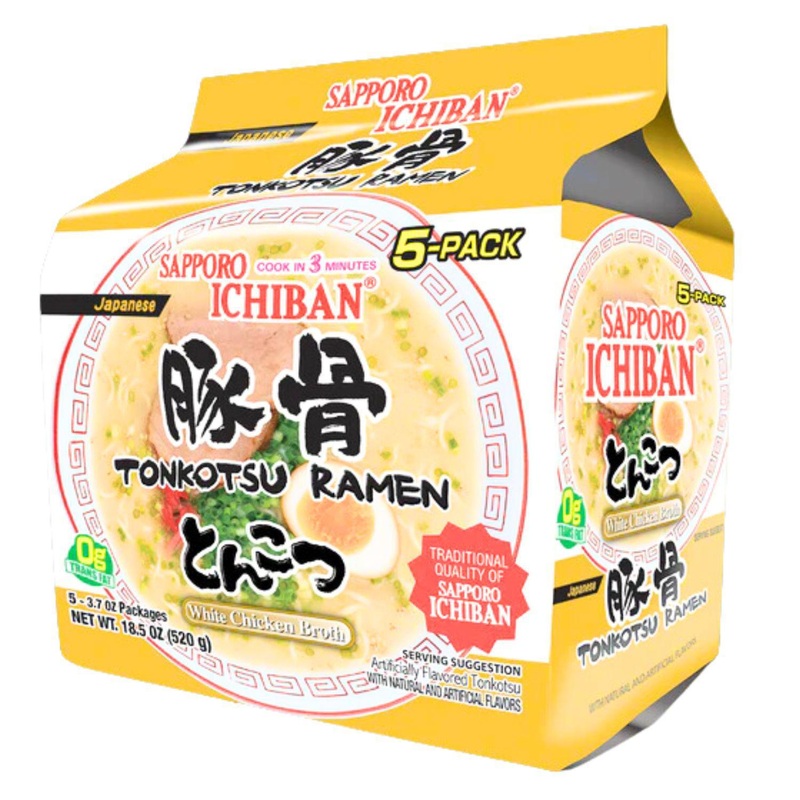 SAPPORO ICHIBAN TONKOTSU RAMEN 5PK 18.5OZ/520G