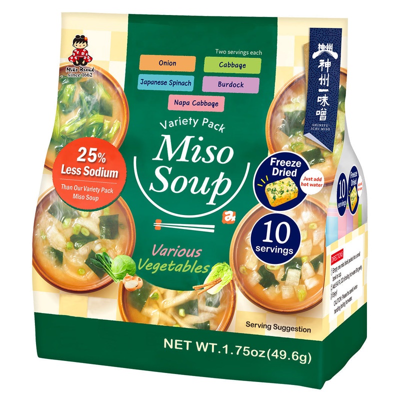 SHINSHU-ICHI MIKO BRAND FREEZE DRIED VARIETY PACK MISO SOUP 25%LESS SODIUM 1.75OZ/49.6G
