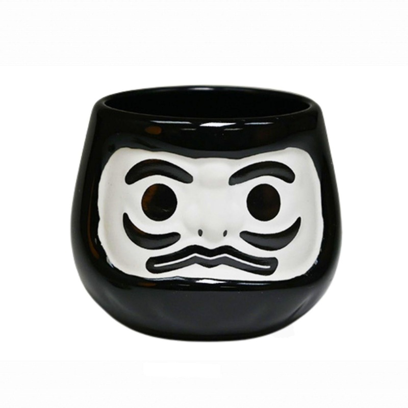6OZ 2.5H TEA CUP LUCKY DARUMA BLACK