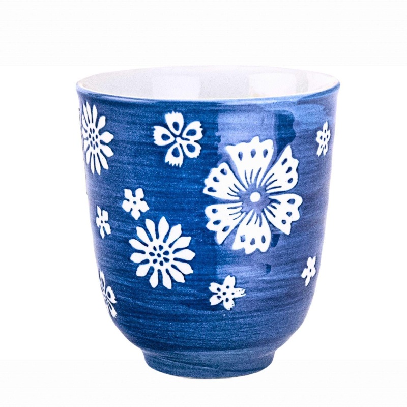 BLUE/FLOWER 3H TEACUP 6OZ