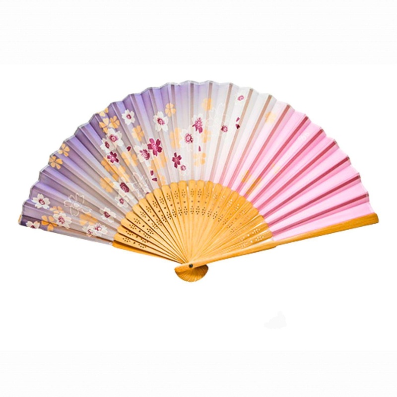 PURPLE FLOWER – 9L POLY FAN W/BAMBOO HANDLE