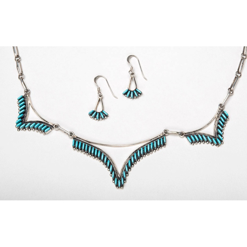 Delicately Draped Sleeping Beauty Necklace and Earring Set