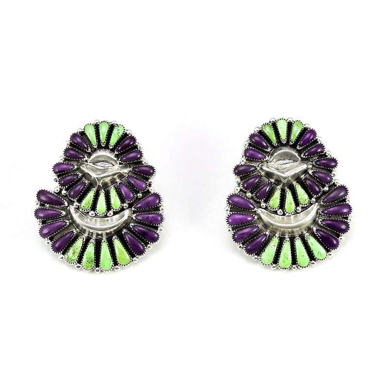 Gaspeite & Sugilite Cluster Work Earrings