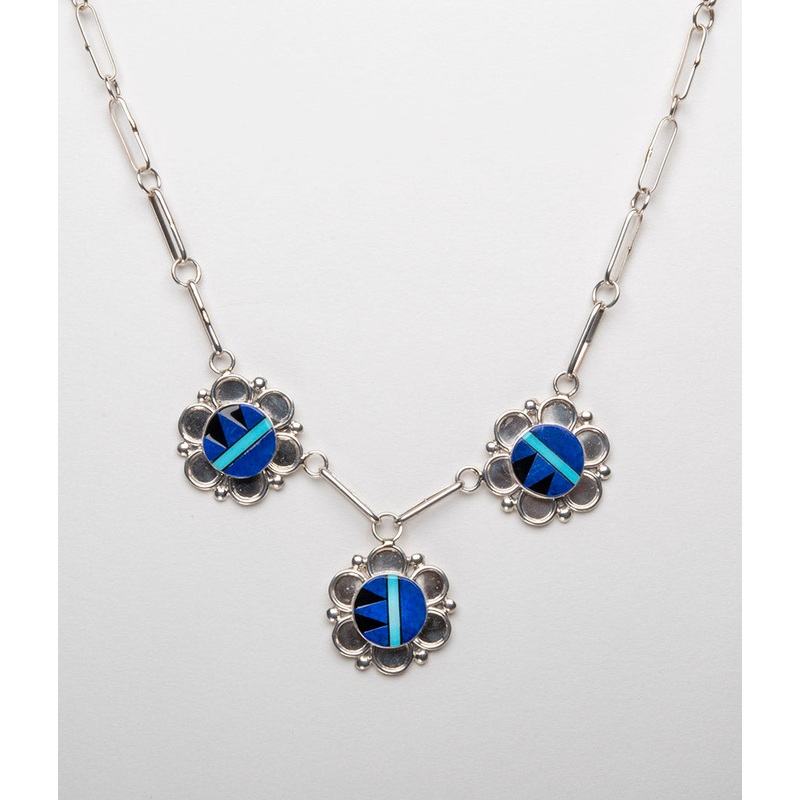 Lapis, Turquoise & Jet Inlaid Necklace