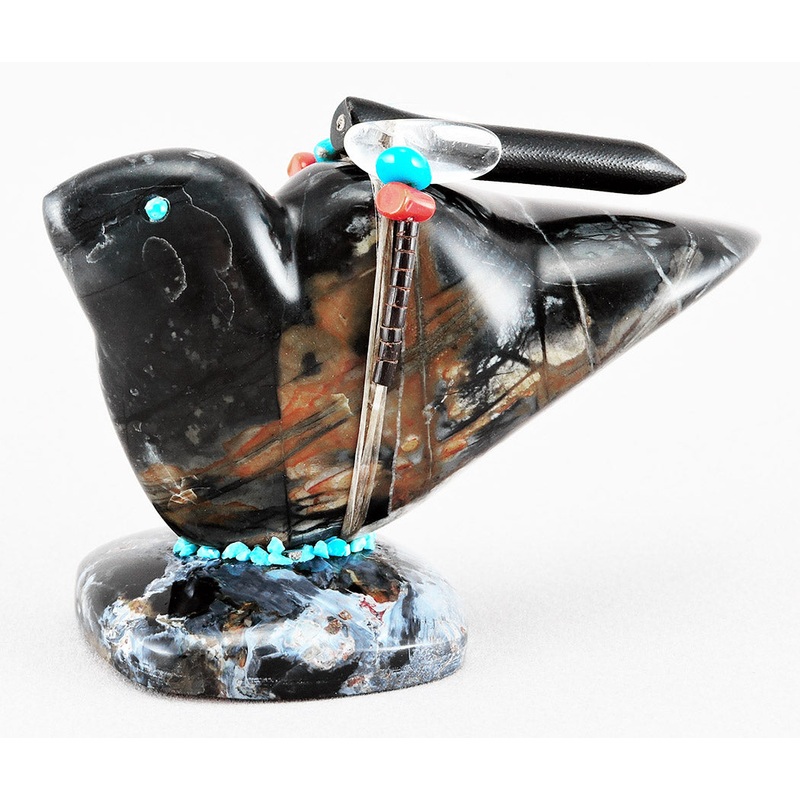 Magical Picasso Marble Bird On Pietersite Base