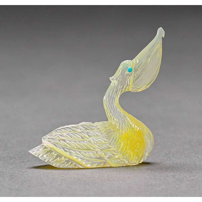 Mother of Pearl Pelican, in Remembrance By Cellester Laate(d)