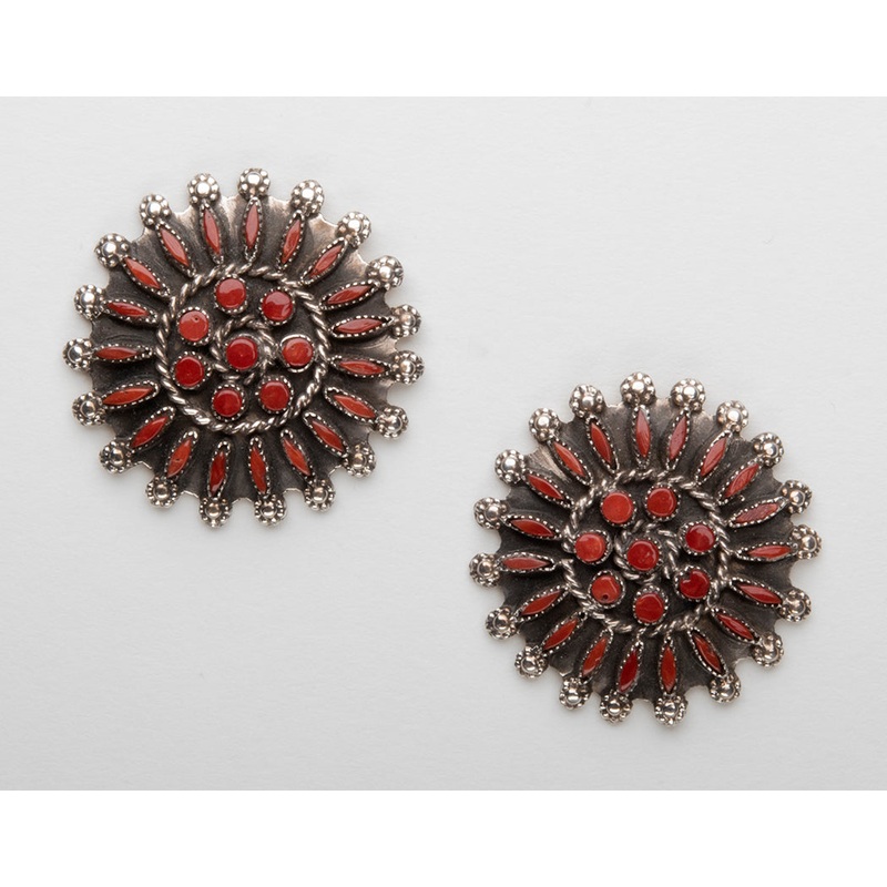 Red Coral Petit Point Earrings