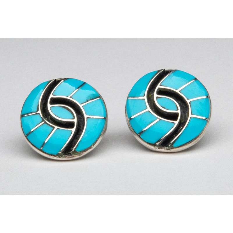 Sleeping Beauty Turquoise Channel Inlay Hummingbird Clip On Earrings
