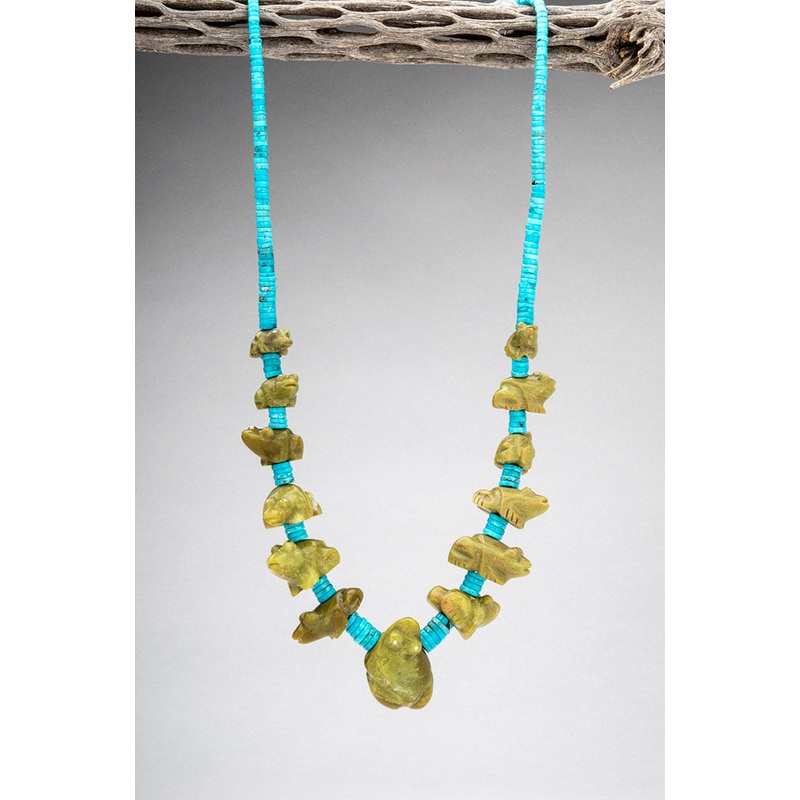 Tansanian Green Opal Frog Necklace