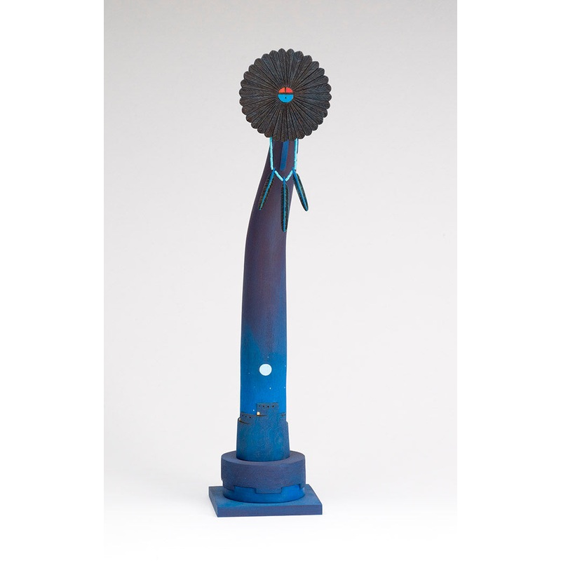 Blue Sunface Katsina|Wood|Wood
