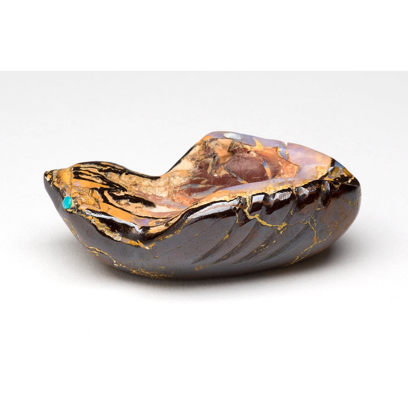 Boulder Opal With Hematite Feathered Friend