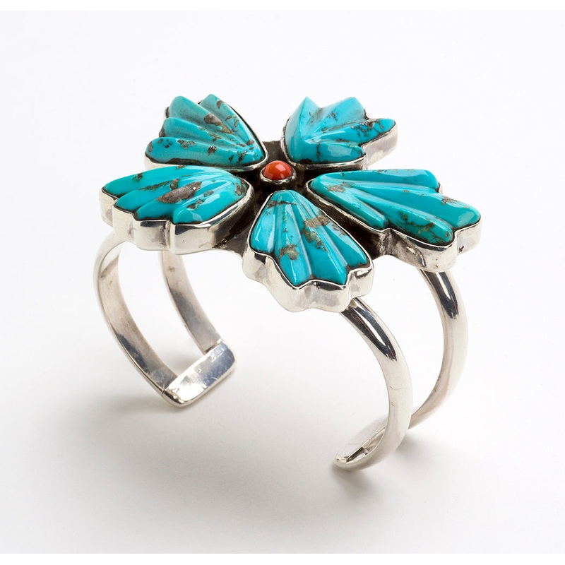 Globe Arizona Sleeping Beauty Turquoise Blossom Cuff Bracelet