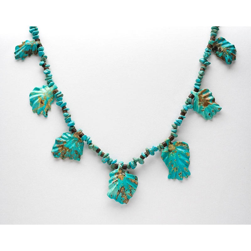 Kingman Turquoise Leaf Necklace