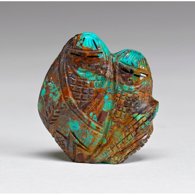 Two Turquoise Sisters With Corn By Kevin Chapman, Zuni-Sioux