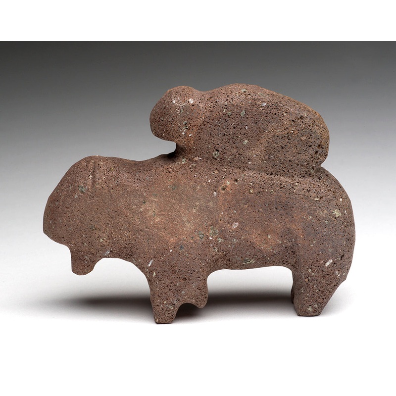 Bison & Calf Of A Porous Found Stone