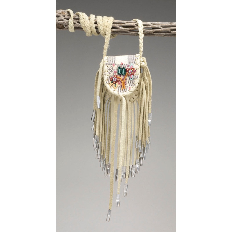 Bouquet Of Beaded Wildflowers Leather Pouch