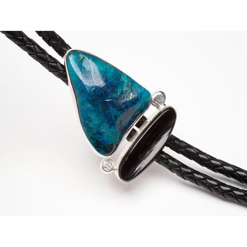 Chrysocolla & Jet Bolo Tie