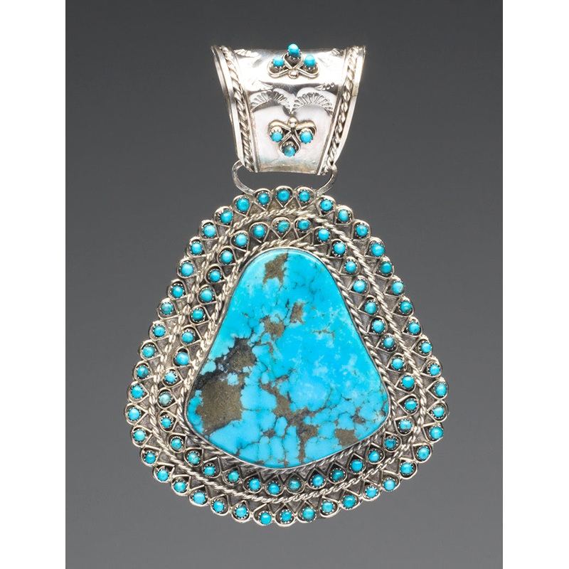 Noble Kingman Turquoise Petit Point Pendant