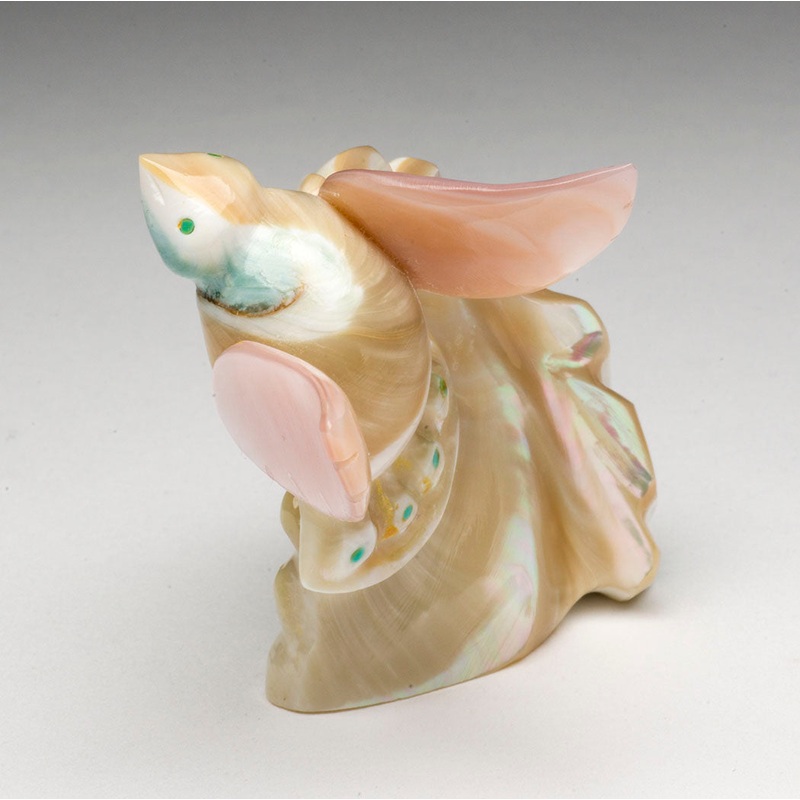 Pacific Green Snail Shell & Pink Mussel Shell Feathered Friend