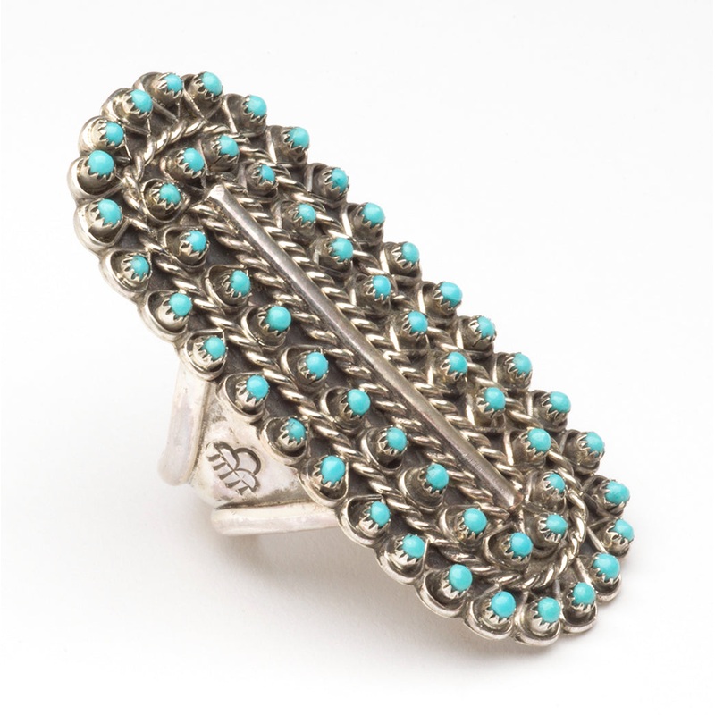 Snake Eye Sleeping Beauty Turquoise Petit Point Ring