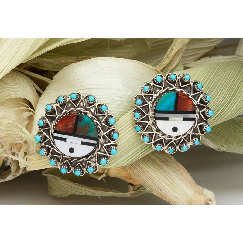 Stone To Stone Zuni Sunface Petit Point Earrings
