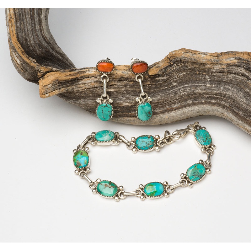 Turquoise Link Bracelet & Earring Set