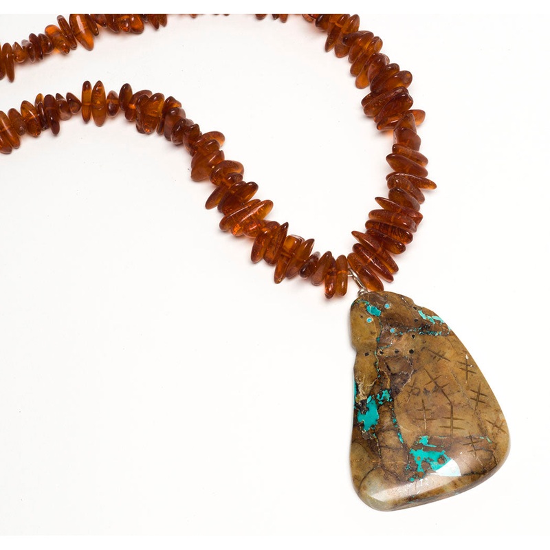 Royston Turquoise Grandmother Fetish Pendant Necklace