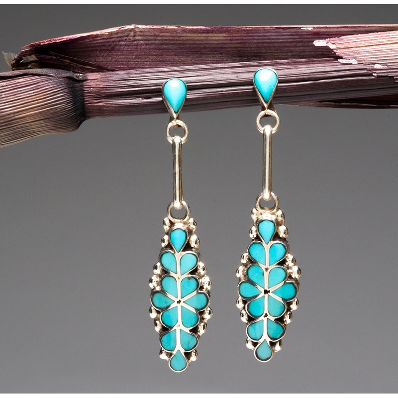 Sonoran Blue Turquoise Floral Earrings