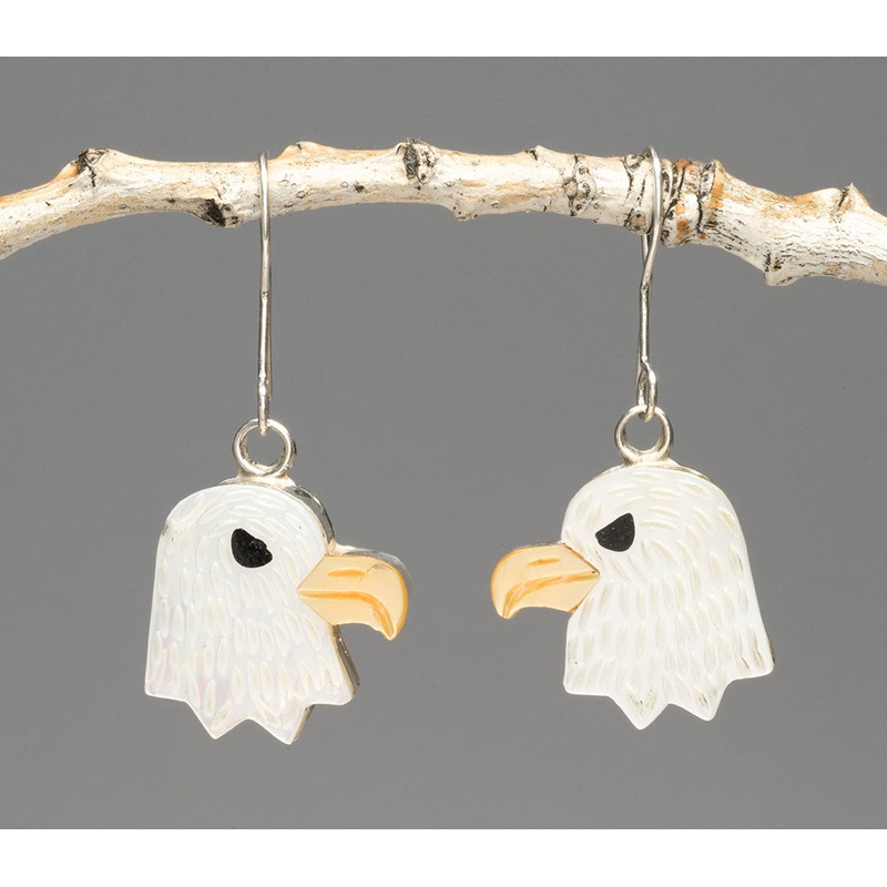 Carved Eagle Head Earrings