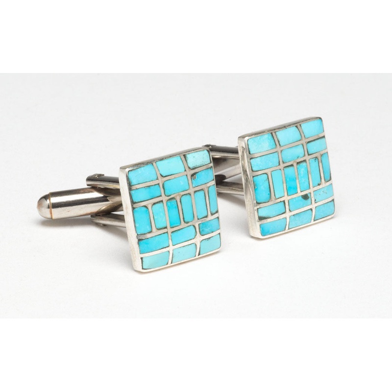 Channel Inlaid Turquoise Cuff Links
