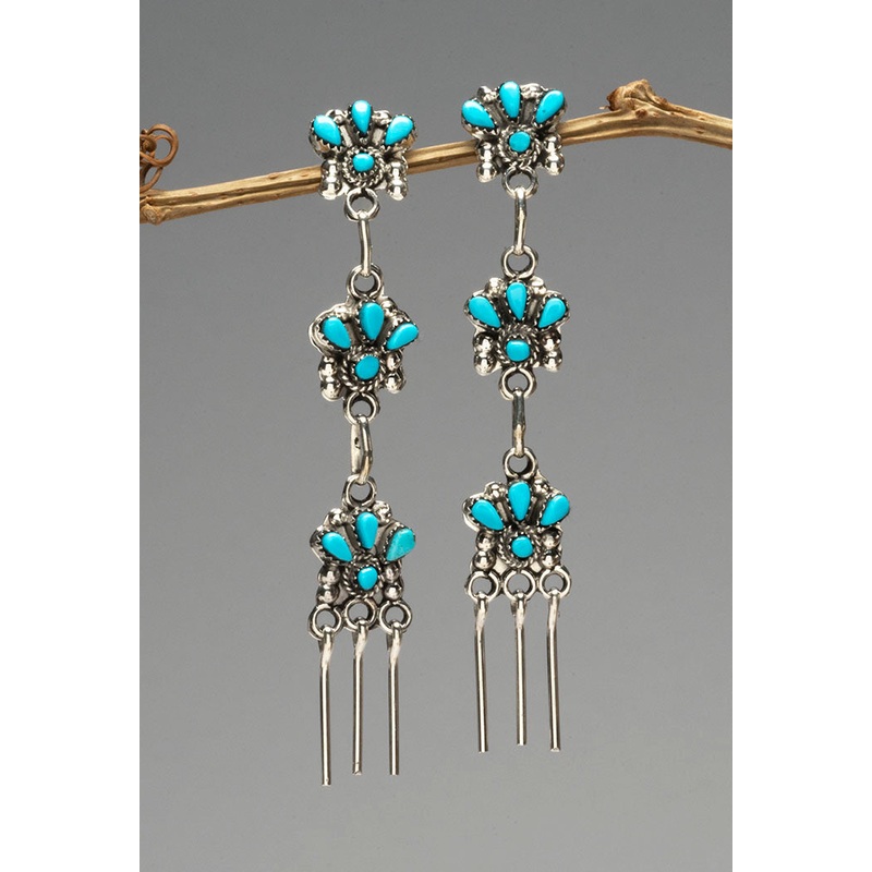 Illuminating Turquoise Cluster Work Earrings