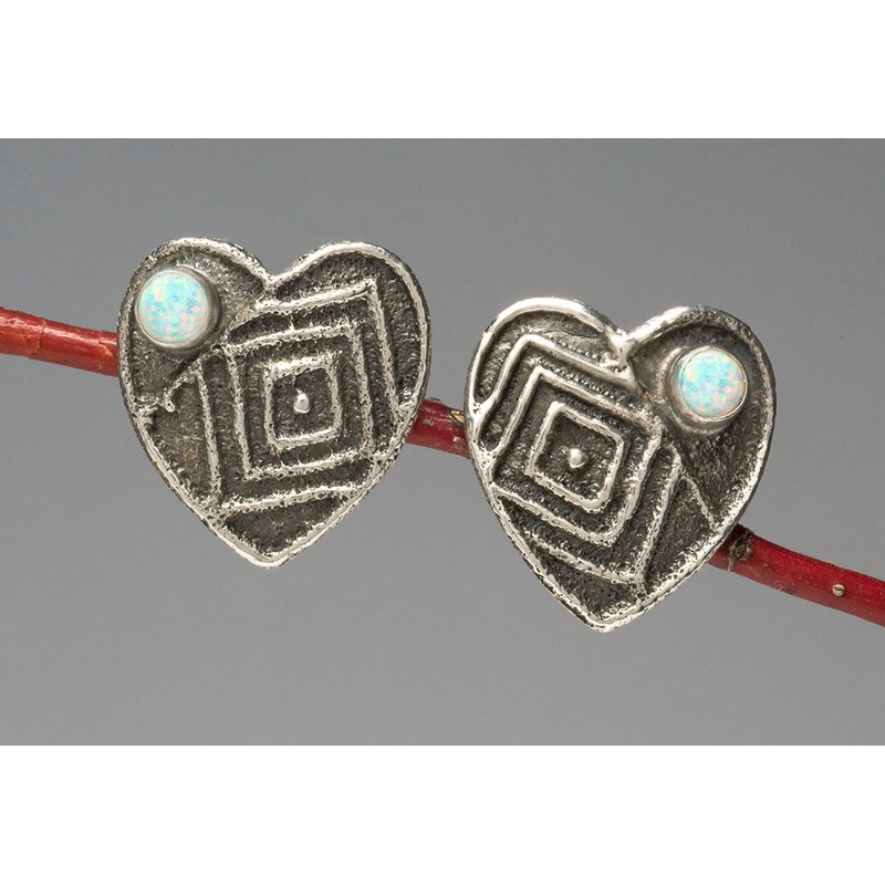 Opal Heart Earrings