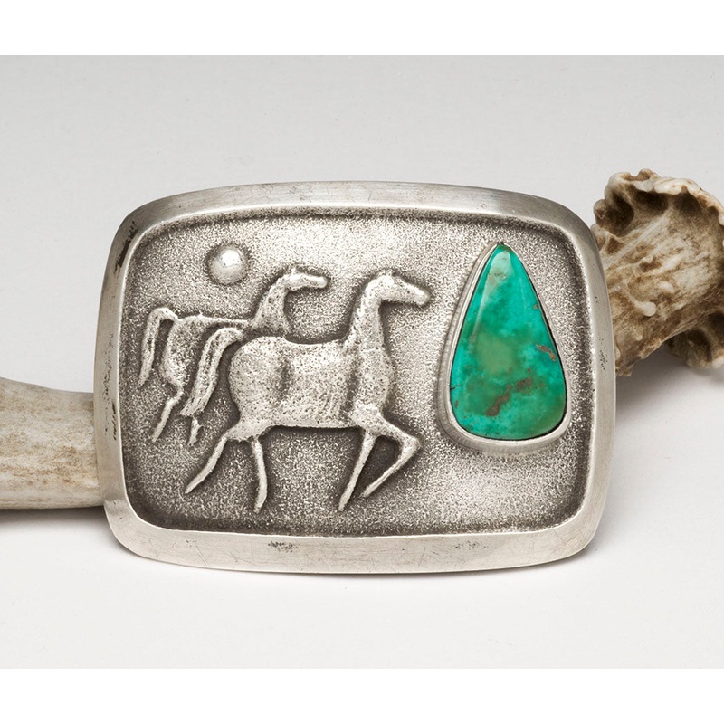 Pilot Mountain Turquoise Horse Belt Buckle