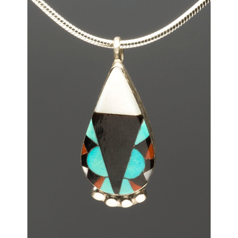 Stone To Stone Inlaid Pendant & Chain