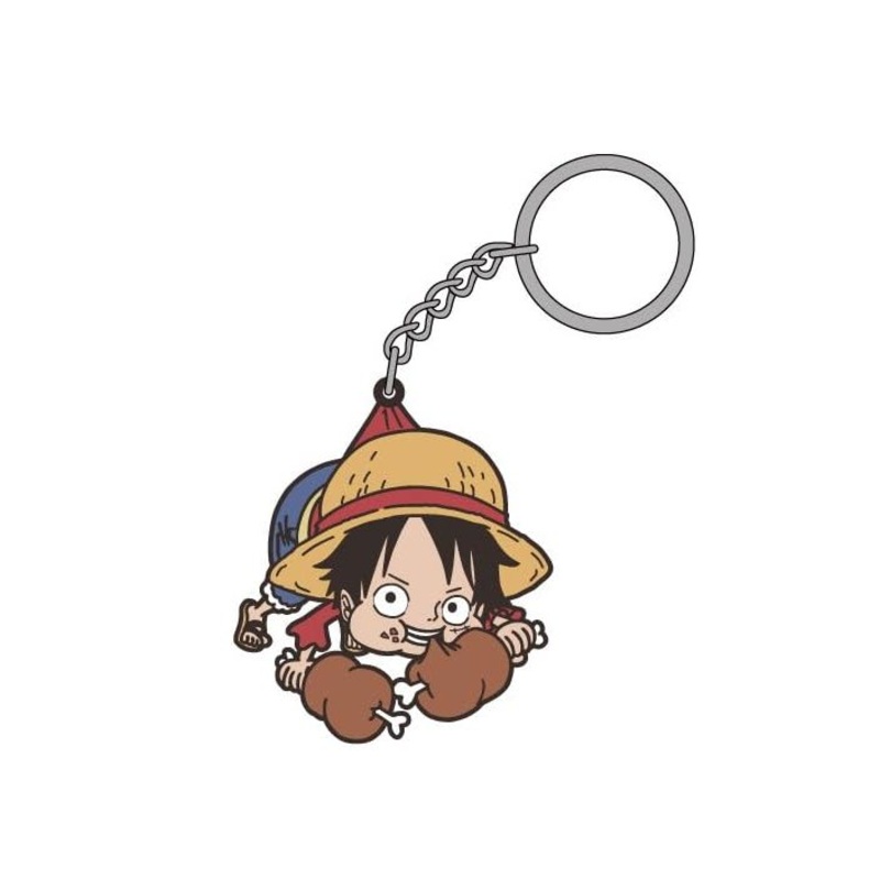 [One Piece] Monkey D. Luffy Eating Meat Tsumamare Rubber Key Ring
