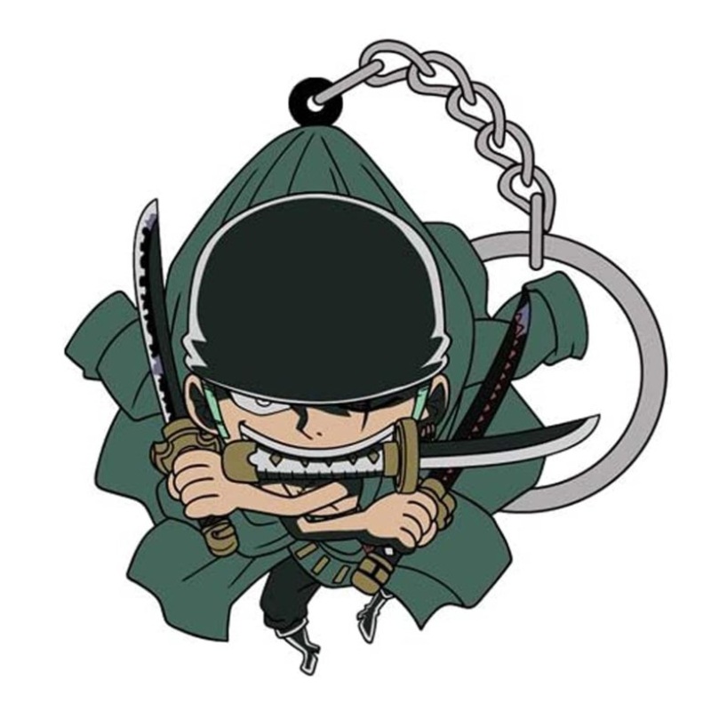 [One Piece] Roronoa Zoro Oni Giri Tsumamare Rubber Key Ring