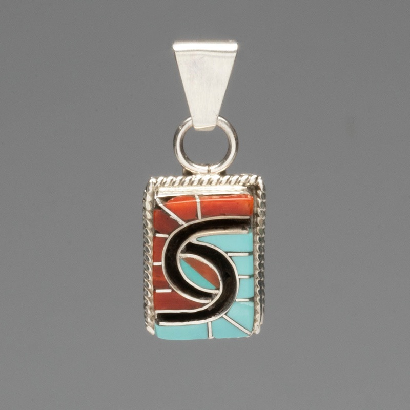 Red Coral & Turquoise Double Hummingbird Pendant