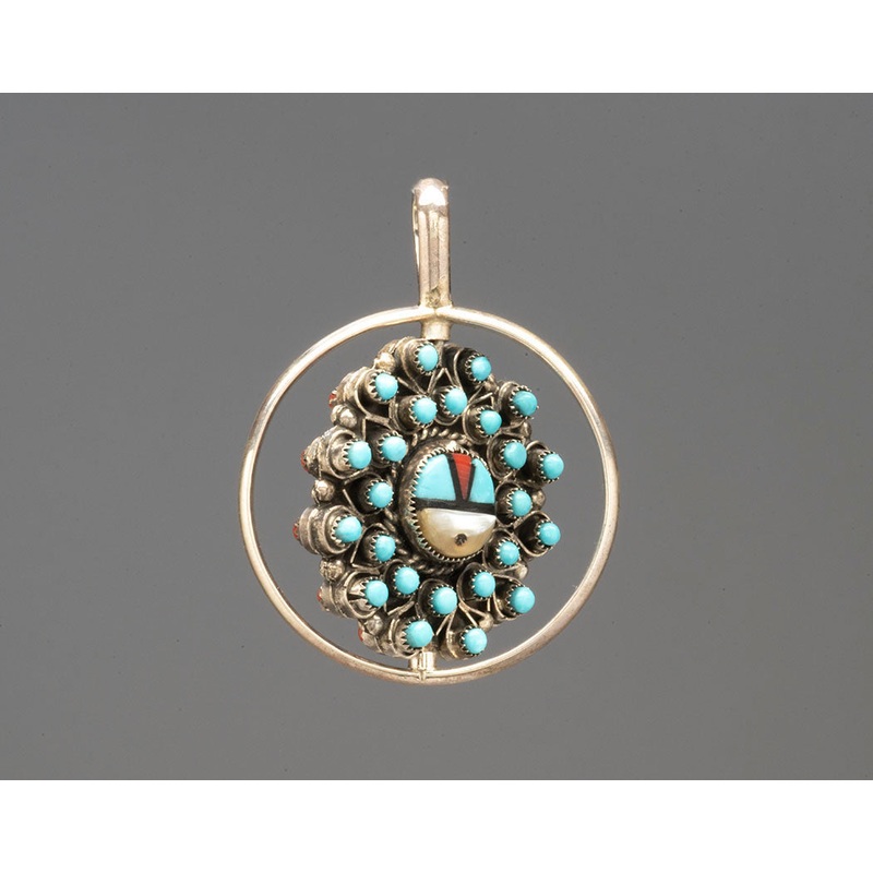 Reversible Zuni Sunface Spinner Pendant