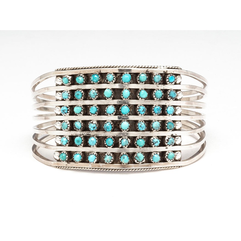 Six Row Kingman Turquoise Cuff Bracelet