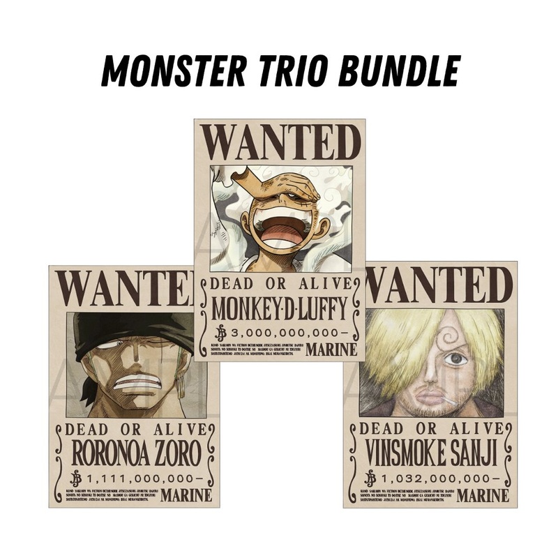 [One Piece] Official Japan Mugiwara Store Navy Wanted Poster – Monster Trio
