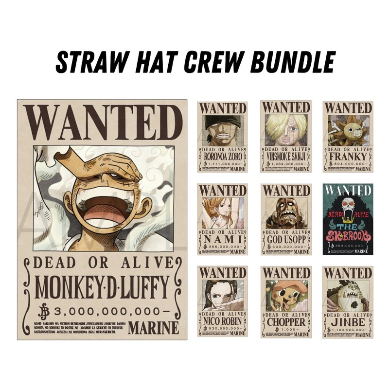 [One Piece] Official Japan Mugiwara Store Navy Wanted Poster – Straw Hat Crew