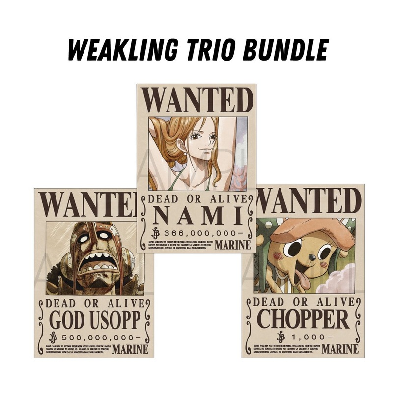 [One Piece] Official Japan Mugiwara Store Navy Wanted Poster – Weakling Trio
