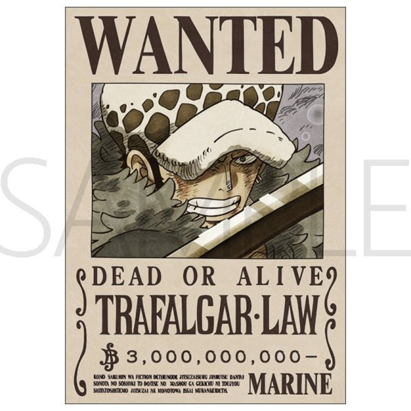 [One Piece]  Trafalgar Law 3B Official Japan Mugiwara Wanted Poster 42x30cm