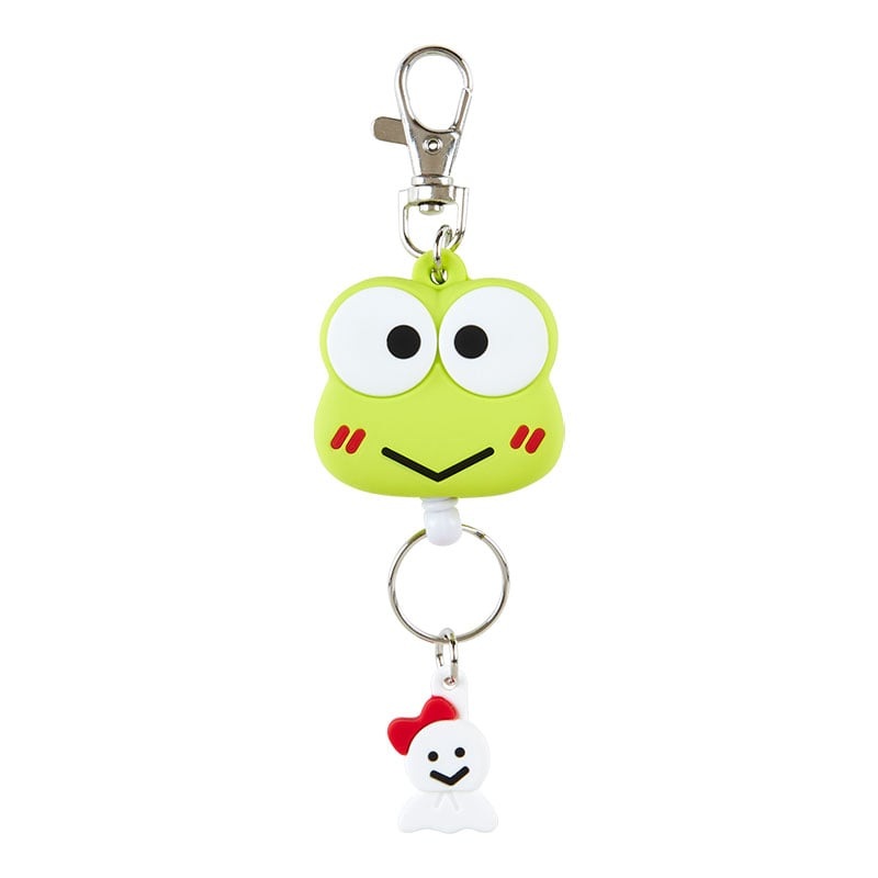 [Sanrio] Face-Shaped Badge Reel Keychain -Keroppi